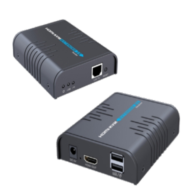 SAXXON LKV373KVM- Kit extensor HDMI KVM sobre IP/ Punto a punto/ Resolucion  1080p/ Hasta 120 metros/ CAT 5E/ 6/ 30 HZ / 2 Puertos  USB 2.0 / Teclado / Raton / 5 VCD / Plug and play