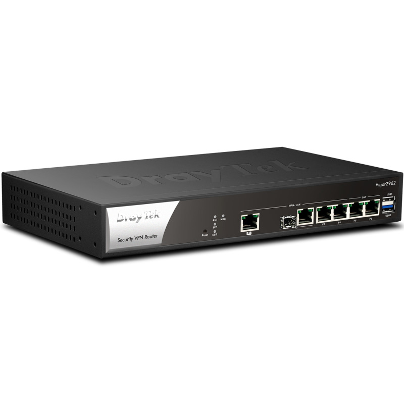 DrayTek VIGOR2962- Ruteador Multi-WAN Balanceador de cargas/ Ideal para PyMEs/ Hasta 200 túneles VPN/ 1 Puerto WAN 2.5GB/ 1 Puerto combo SFP & RJ45 WAN/ 2 Puertos intercambiables LAN & WAN GE/ 2 Puertos fijos LAN RJ45 GE/ Filtrado de contenido WEB image 3