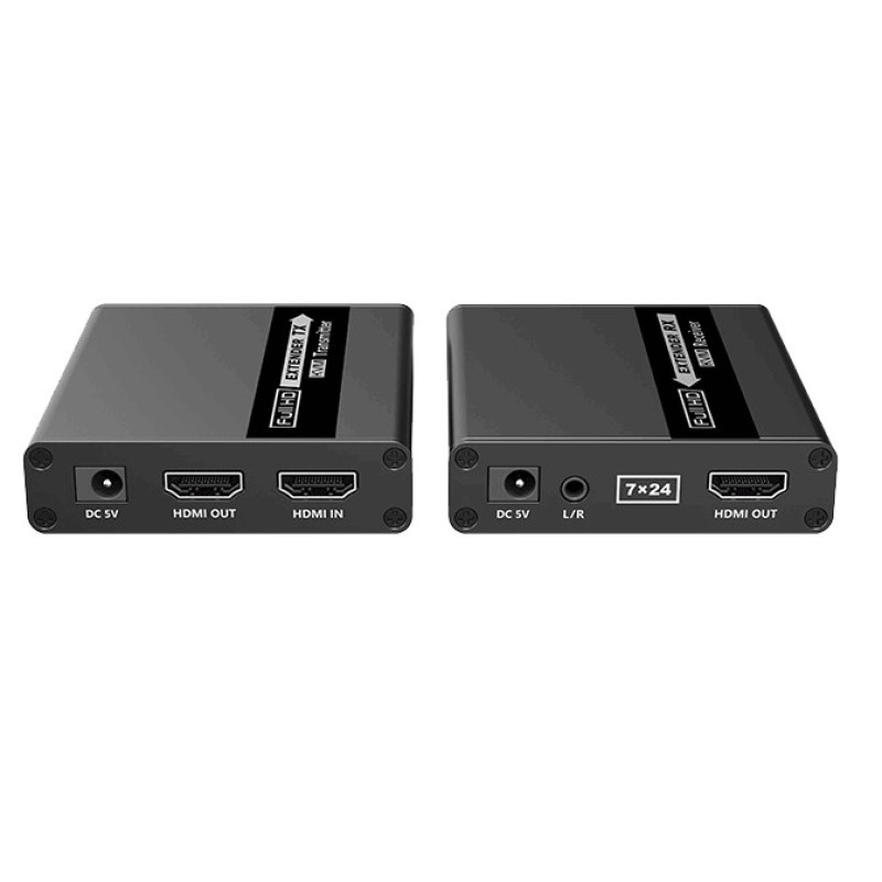 SAXXON LKV223 - Kit extensor de video HDMI/ Resolucion 1080P/ 60 Hz/ Hasta 70 metros con Cat6/ 6A/ 7  Cero latencia/ Loop HDMI/ Soporta HDR/ Infra rojo de 2 vías/ Salida de audio/