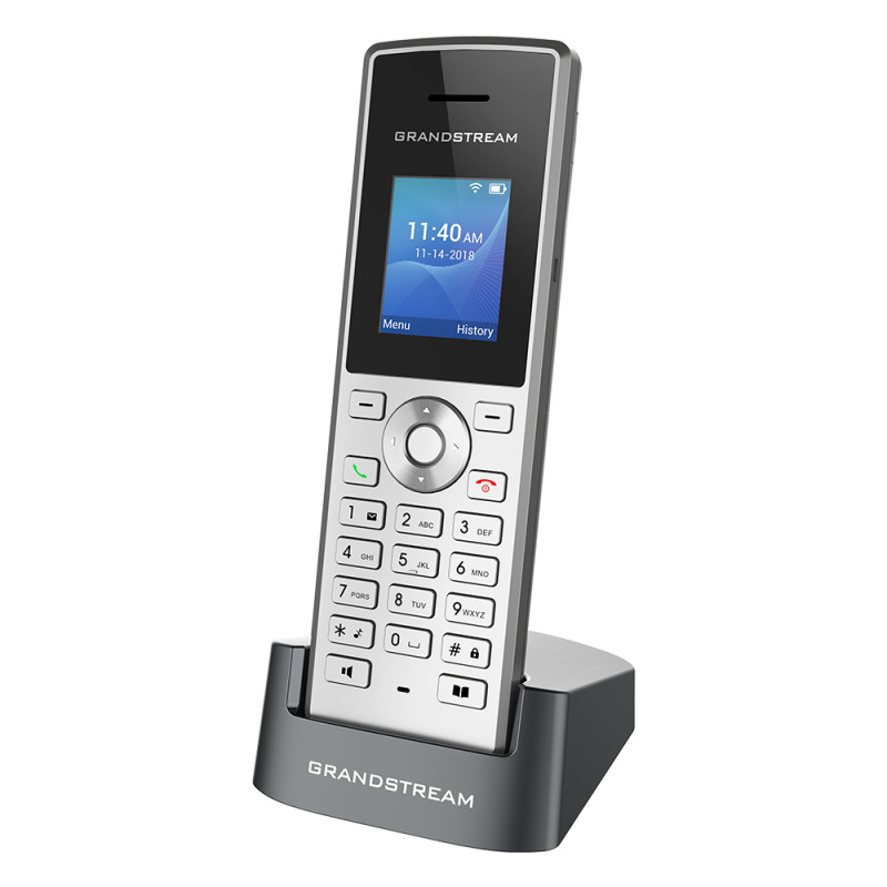TELEFONO IP WIFI GRANDSTREAM WP810/2 CUENTAS SIP 2 LINEAS PANTALLA A COLOR BOTON PUSH TO TALK CONECTOR MICRO USB 3.5 MM PLATA