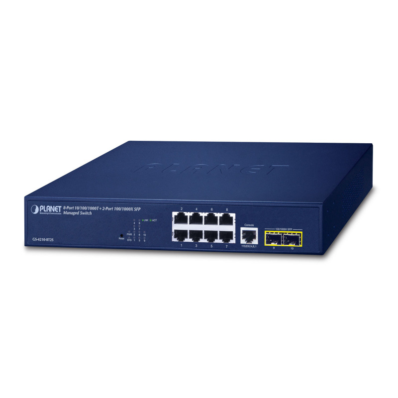 PLANET 10/100/1000T + 2-Port Gestionado L2/L4 Gigabit Ethernet (10/100/1000) 1U Azul
