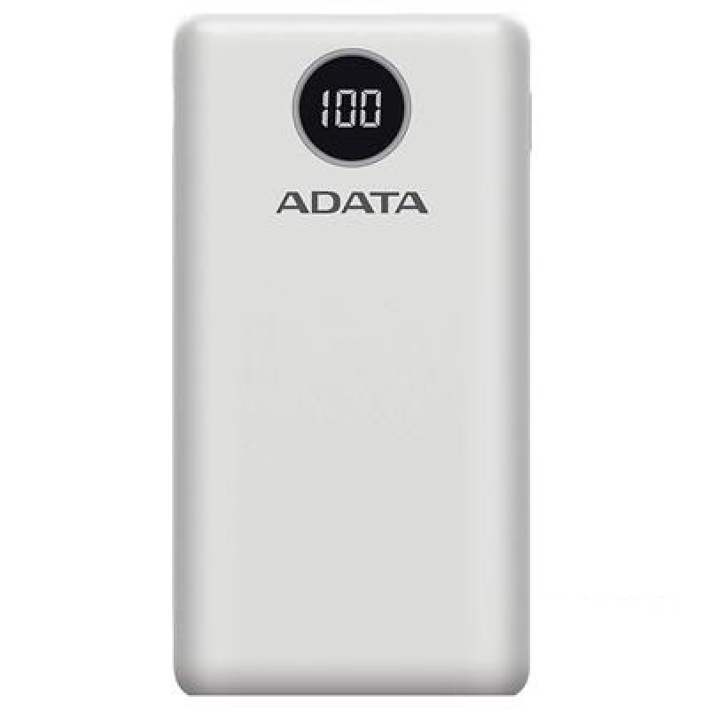 BATERIA DE RESPALDO ADATA POWER BANK P20000QCD 20000MAH/2 USB A/ 1 USB C/INDICADOR DE CARGA DIGITAL COLOR BLANCO (AP20000QCD-DGT-CWH)