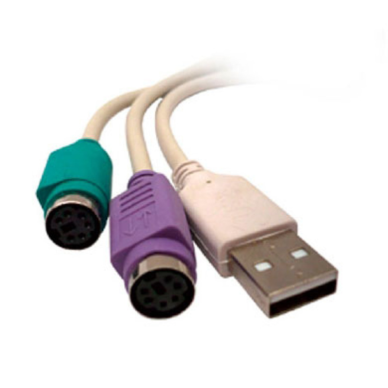 Generico 000897 cable PS/2 0.22 m USB A 2x 6-p Mini-DIN Beige