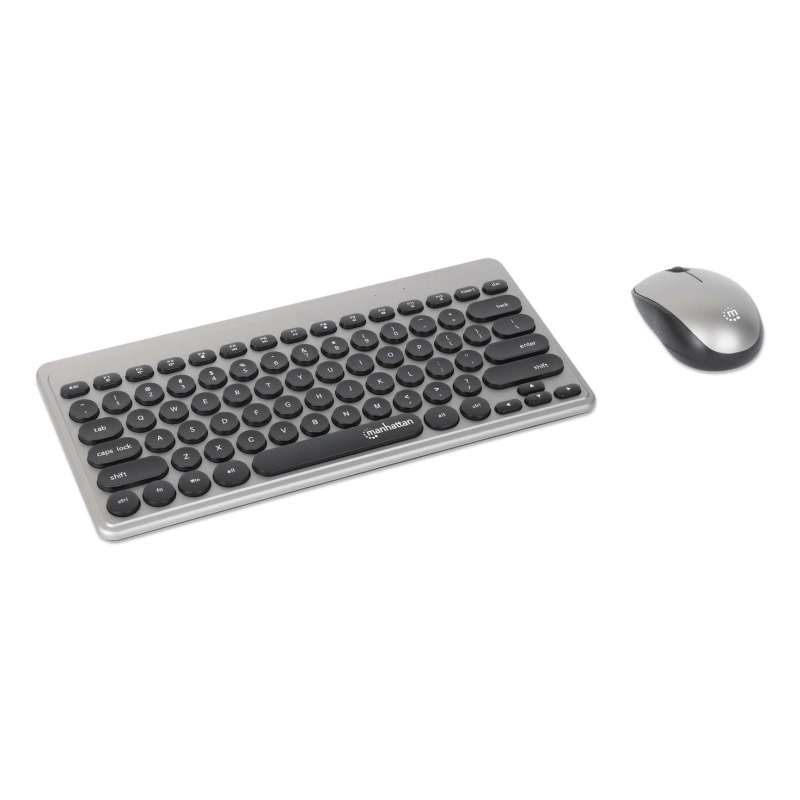 MANHATTAN - 180795 - Kit mini teclado y mouse óptico inalámbricos / Receptor USB-A Nano para ambos, 12 teclas multimedia/función, mouse óptico ambidiestro 3 botones y rueda de desplazamiento, negro/plateado image 10