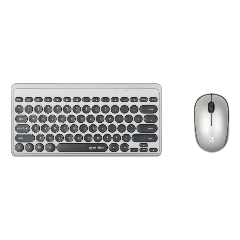 MANHATTAN - 180795 - Kit mini teclado y mouse óptico inalámbricos / Receptor USB-A Nano para ambos, 12 teclas multimedia/función, mouse óptico ambidiestro 3 botones y rueda de desplazamiento, negro/plateado image 11