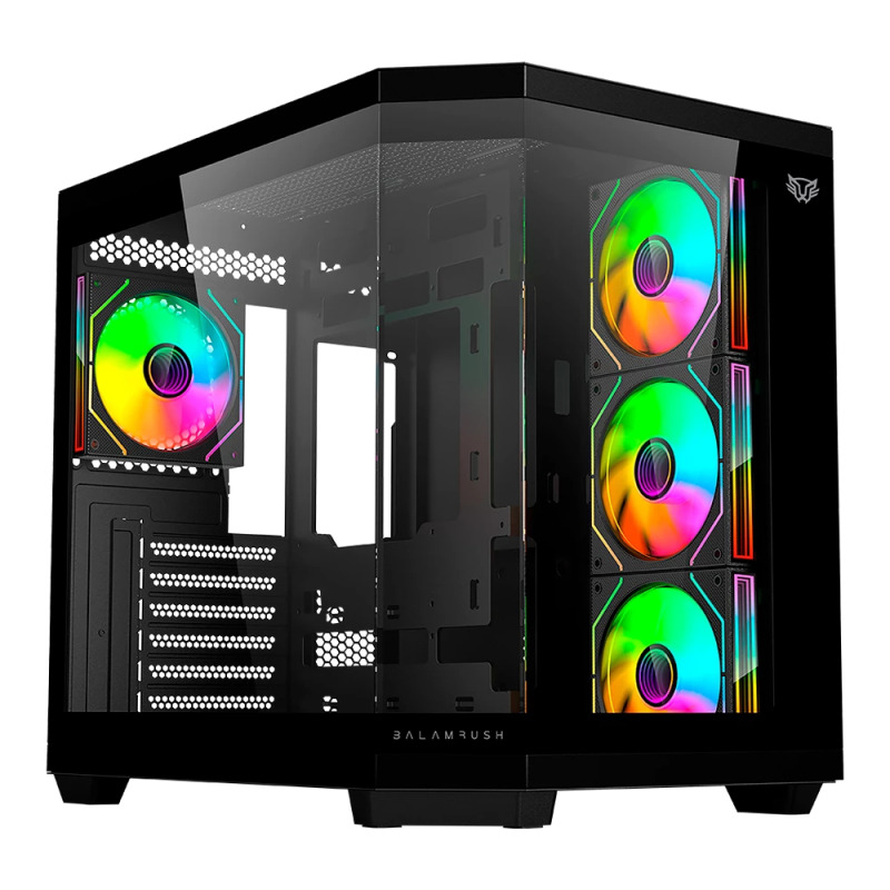 GABINETE GAMER BALAM RUSH TANK MASTER 9600TB / MEDIA TORRE / ATX - MICRO ATX - ITX / PANELES REMOVIBLES CRISTAL TEMPLADO / 4X VENTILADORES ARGB / SOPORTE PARA ENFRIAMIENTO / NEGRO / BR-938679