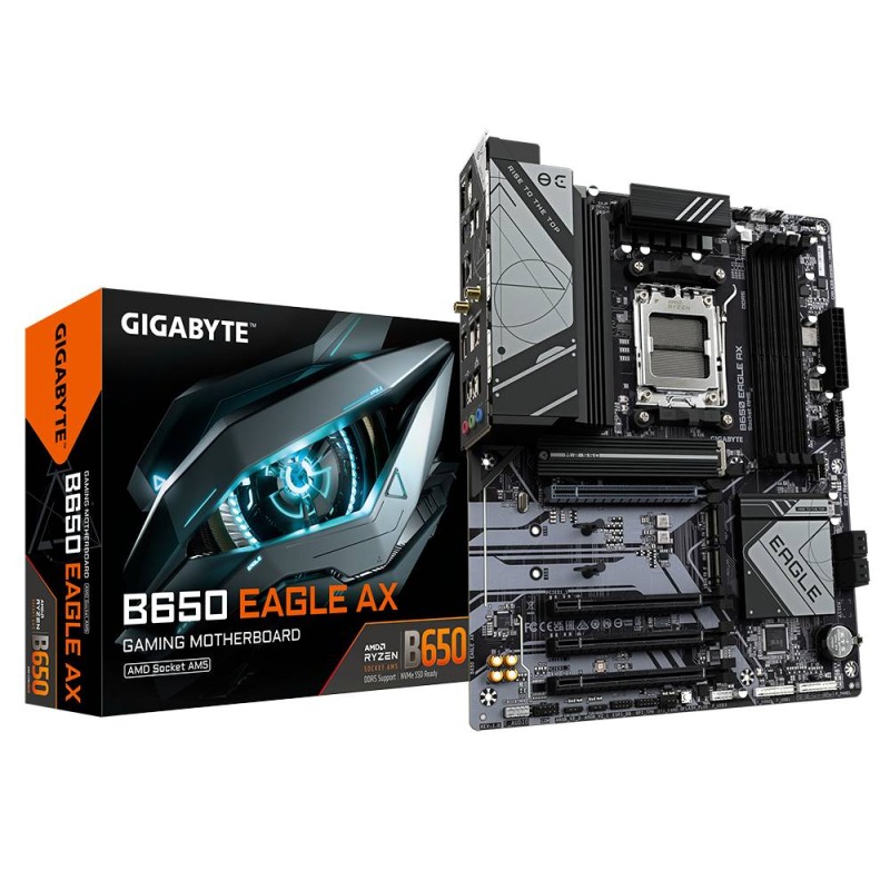 TARJETA MADRE BIGABYTE B650 EAGLE AX S-AM5 / 4X DDR5 7600 OC / DP / HDMI / WIFI / BT / PCIE 4.0/ ATX / GAMA MEDIA
