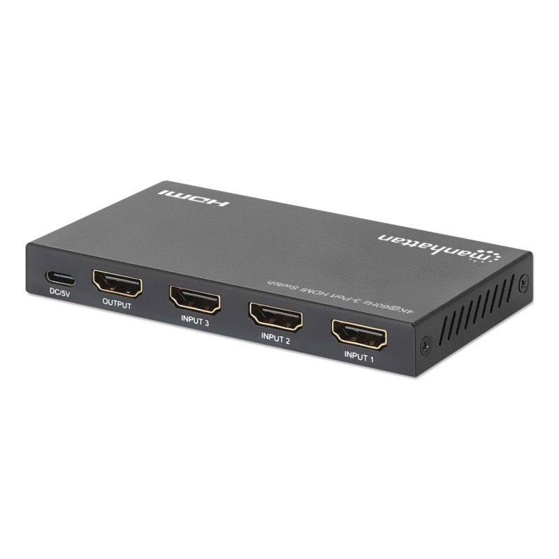 SPLITTER/MANHATTAN/208222/SWITCH HDMI 4K@60HZ, 3 ENTRADAS COMPACTO NEGRO image 7