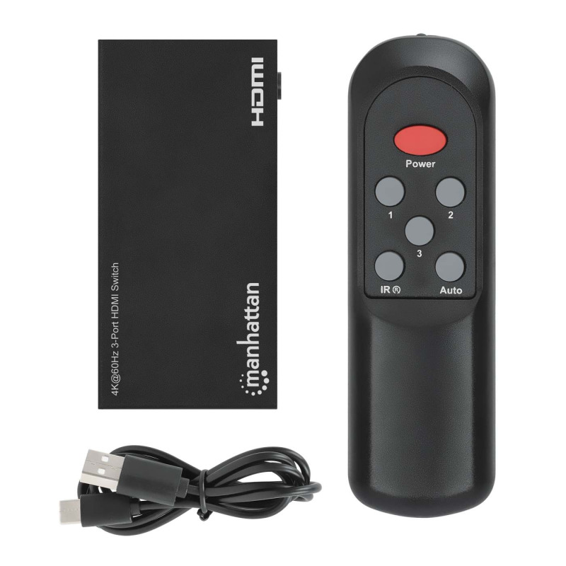 SPLITTER/MANHATTAN/208222/SWITCH HDMI 4K@60HZ, 3 ENTRADAS COMPACTO NEGRO image 11