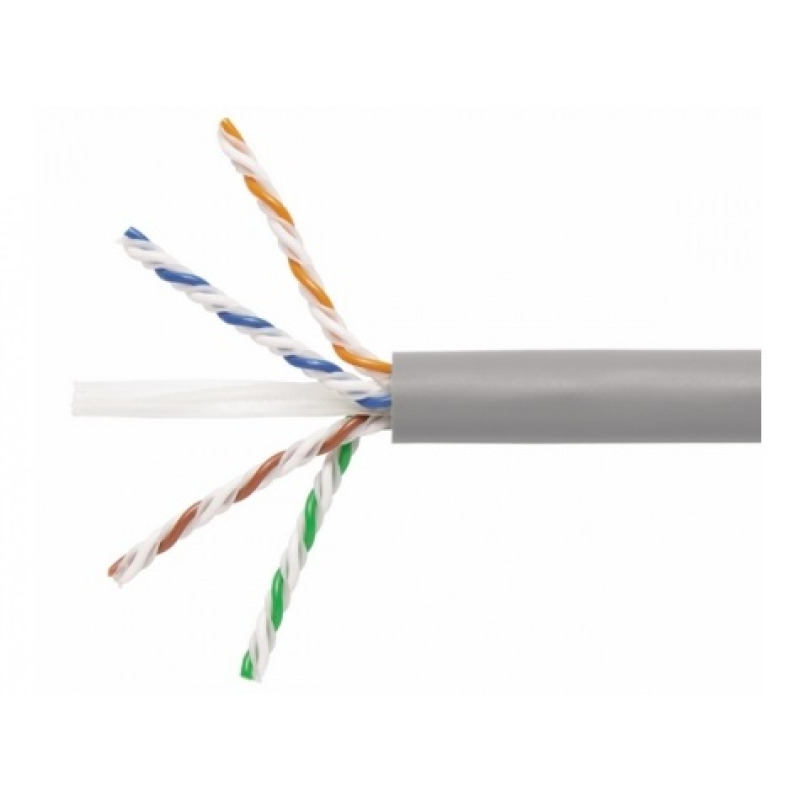 Bobina de Cable UTP de 305 m de Cobre NetKey Gris Claro Categoría 6 24 AWG 1000Mbps  Riser CMR de 4 pares