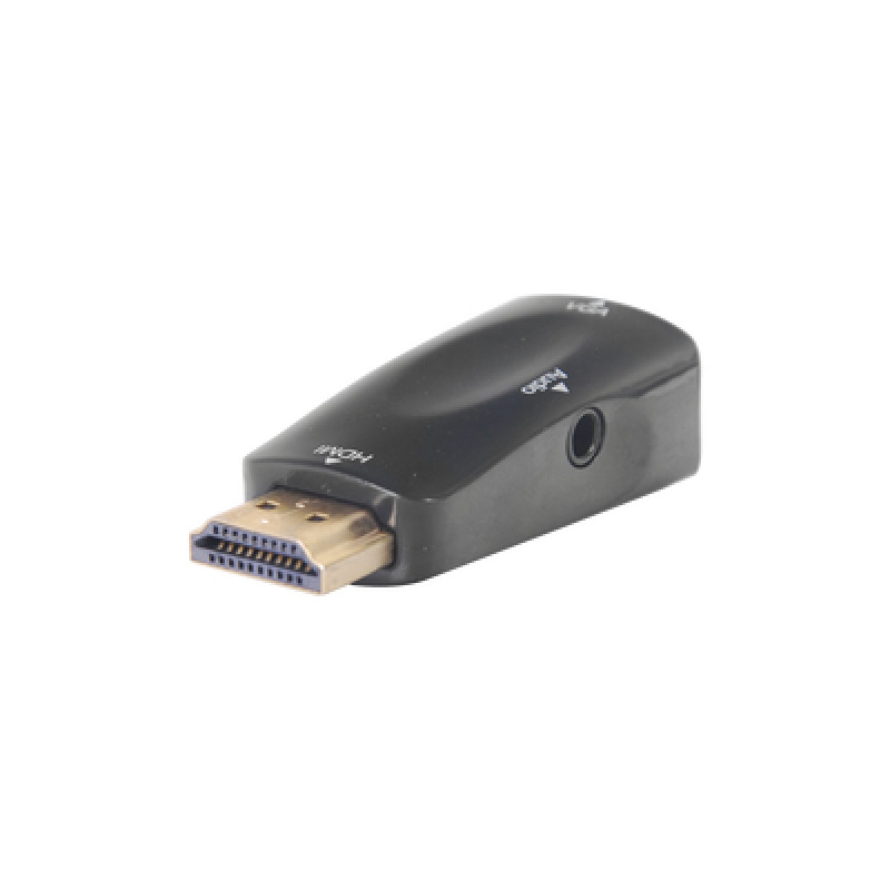 Adaptador Convertidor HDMI a VGA  / HDMI Macho a VGA Hembra / Resolución 1920x1080  60Hz  / Adaptador de Audio de 35 mm / Chapado en Níquel