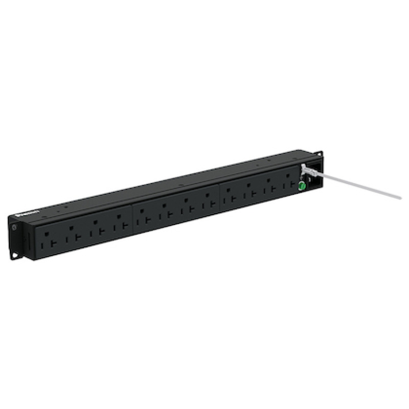 PDU Básico para Distribución de Energía Enchufe de Entrada NEMA 520P Con 12 Contactos NEMA 520R Instalación Horizontal de 19in 1UR 20 Amp 120 Vca