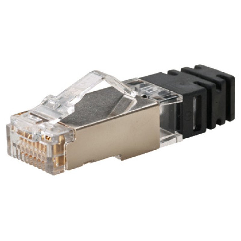 Plug RJ45 Cat6A Blindado Para Cable Calibre 2324 AWG Chapado en Oro de 50 micras Paquete de 100 piezas