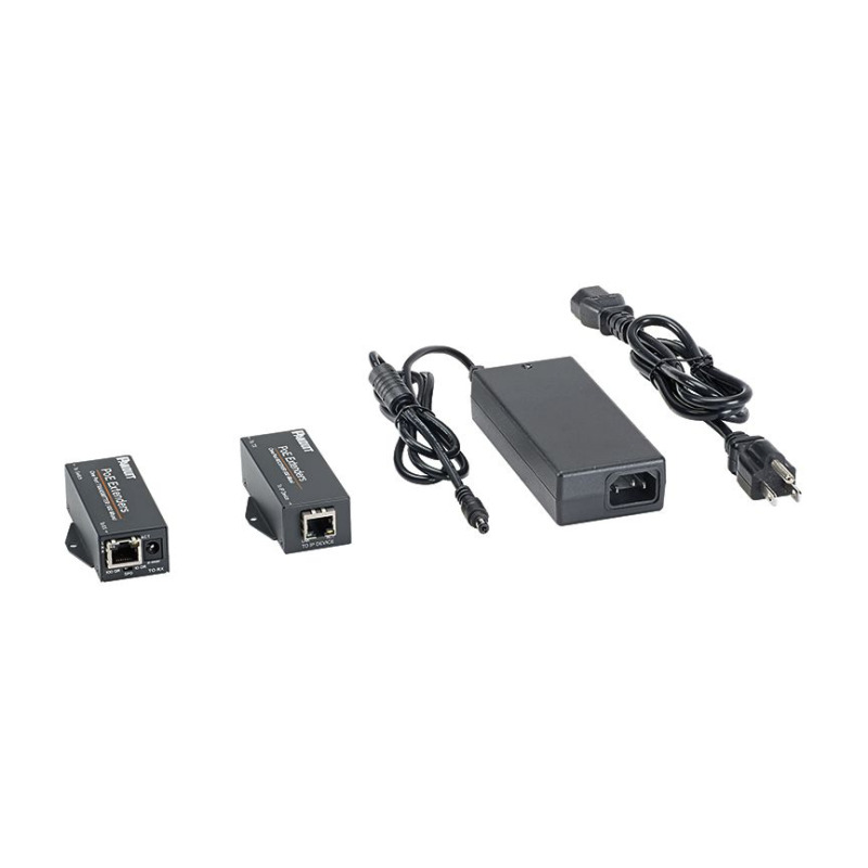 Kit de Extensor PoE/PoE Hasta 610 Metros 2000 ft con Cable Cat5e o Cat6 10/100Mbps Incluye Transmisor Receptor y Fuente de Alimentación