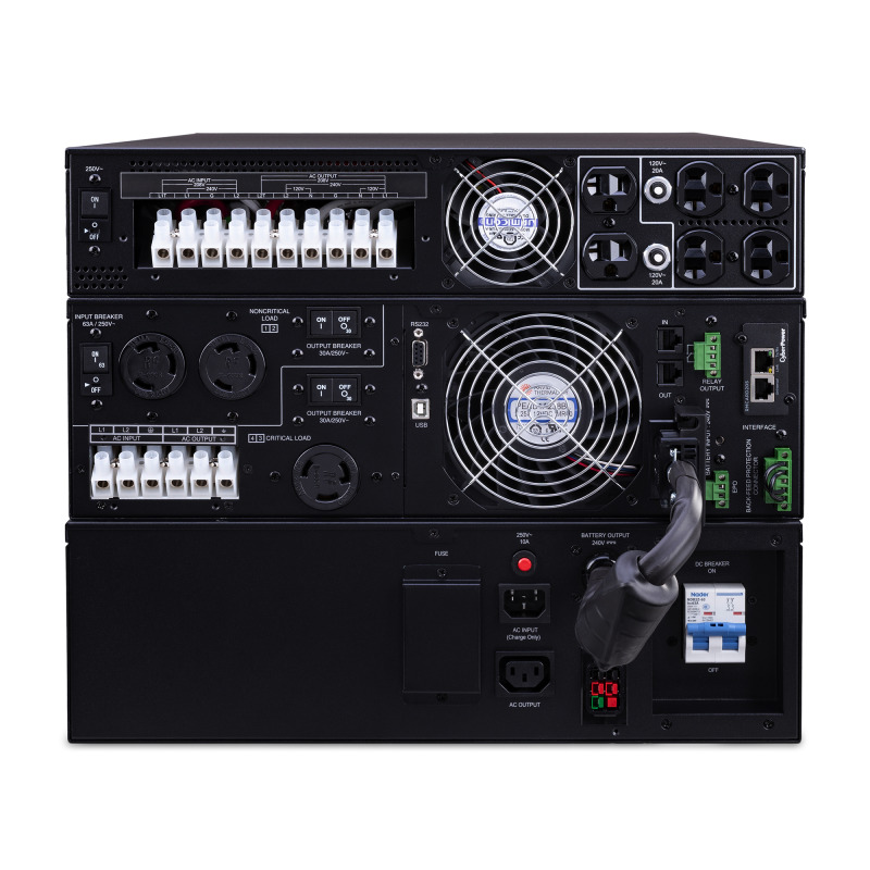 UPS de 10000 VA/10000 W Online Doble Conversión 200  240 Vac de Entrada 120  240 Vac de Salida Entrada Hardwired Onda Senoidal Pura Torre o Rack de 8 UR Con 6 Tomas NEMA 520R 3 NEMA L630R y Terminal Hardwire image 8