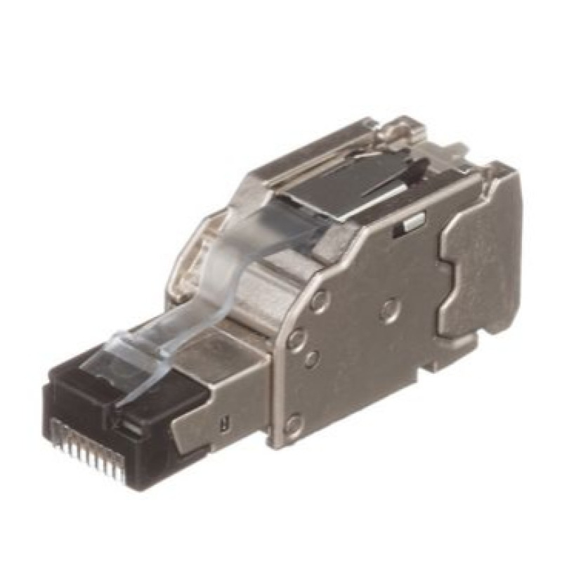 Plug RJ45 Blindado Instalación Recta Terminación en Campo Certificable Compatible con Cat5e Cat6 y Cat6A Color Plata Paquete de 10 Piezas