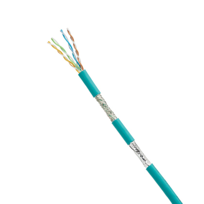 Bobina de Cable Blindado SF/UTP Categoría 5e de 4 pares Uso Industrial con Resistencia al Aceite y Rayos UV Multifilar 24/7 Flexible Color Azul Cerceta Bobina de 305m