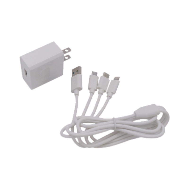 Cargador de pared USB de 5 Vcc 2A / Multipuertos / USBC / Micro USB / Tipo C / Lightning iPhone / Extensión de cable 12 metros