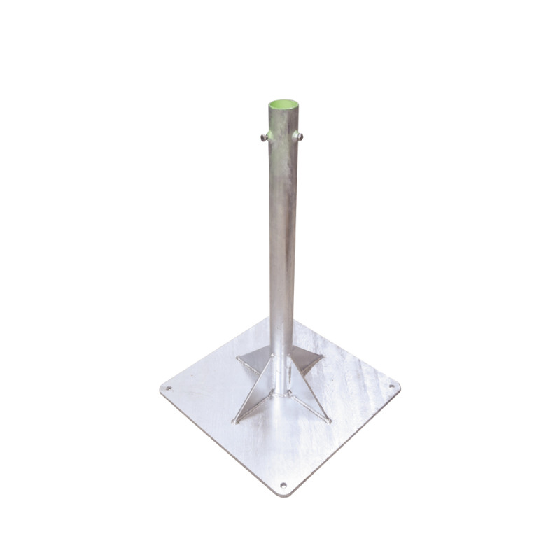 Base para Mástil Hasta 2 con Opresores Base de 50 x 50 cm y Tubo de 80 cm Ced 30 Galv Inmersión