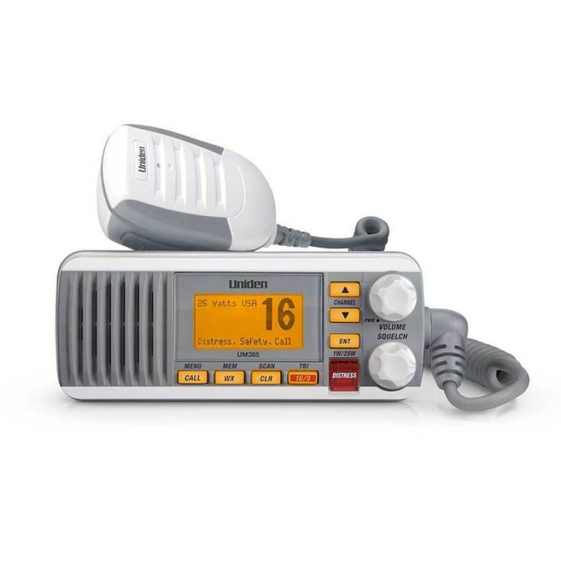Radio Móvil Marino VHF color blanco Tx 156025  157425 MHz Rx 156050  163275 MHz 25W de potencia sumergible IPX4 incluye micrófono y cable de alimentación image 3