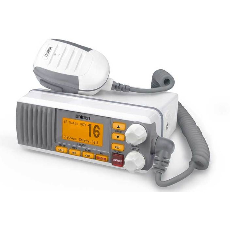Radio Móvil Marino VHF color blanco Tx 156025  157425 MHz Rx 156050  163275 MHz 25W de potencia sumergible IPX4 incluye micrófono y cable de alimentación image 4