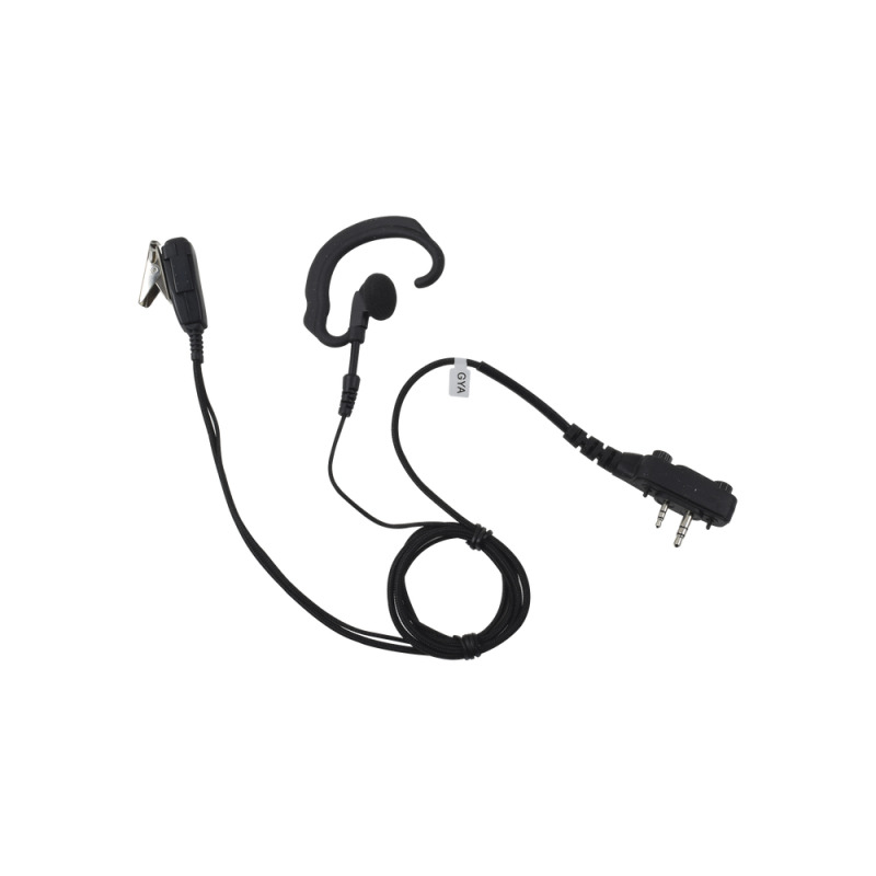 Micrófono de solapa con gancho suave para la oreja y fibra trenzada para puerto de accesorios Icom de 2 pines con tornillos