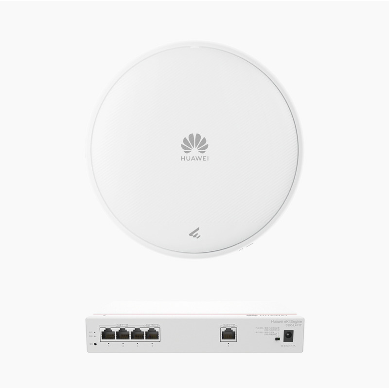 Kit de Router MultiServicio / 1 puerto 10/100/1000 MbpsWAN / 4 puertos 10/100/1000 MbpsLAN PoE / 50W  Punto de Acceso WiFi 7 / 357 Gbps / MUMIMO 2x2 24GH y 5GHz / Smart Antenna más cobertura / Instalación en techo y pared