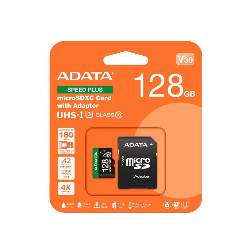 MEMORIA ADATA MICROSDXC SPEED PLUS 128GB CL10 CON ADAPTADOR (UD128GUI3V30A2SP-RA1) image 10