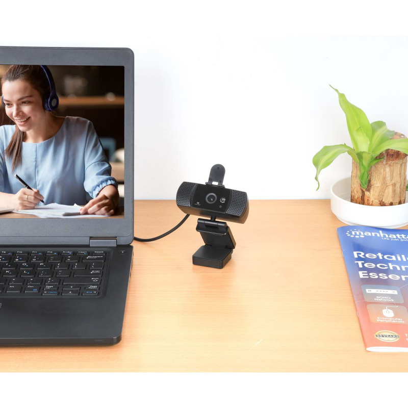 CAMARA WEB MANHATTAN FULL HD USB ROTACION 360 NEGRA image 3