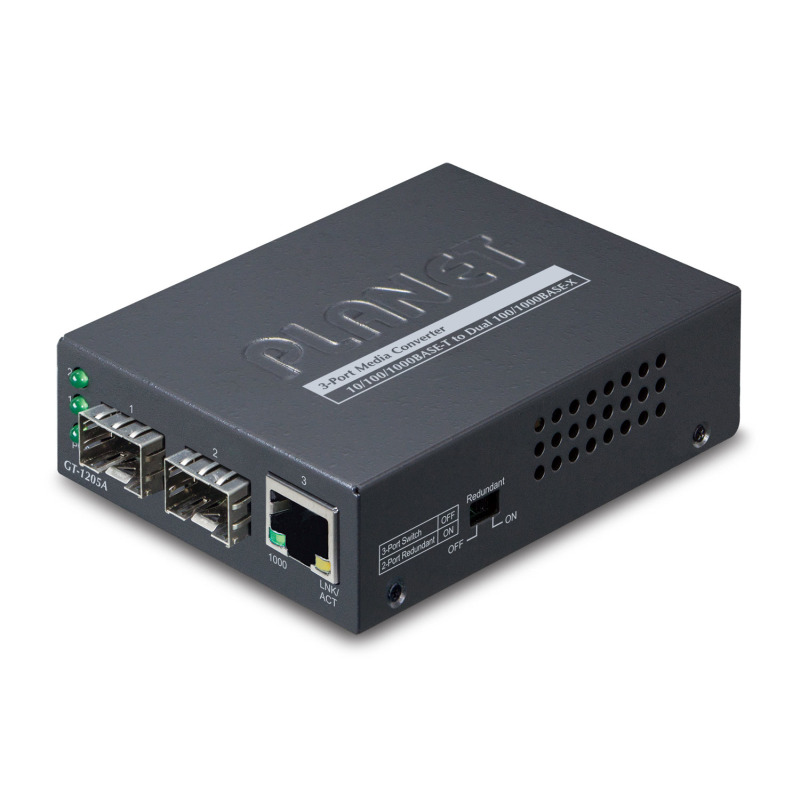 Convertidor de Medios con Doble Puerto SFP 1000BASEFX/SX/LX y Puerto Ethernet 1000BaseT