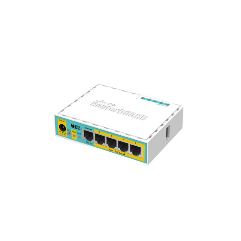 hEX PoE LITE RouterBoard 5 Puertos Fast Ethernet 4 con PoE Pasivo 1 Puerto USB