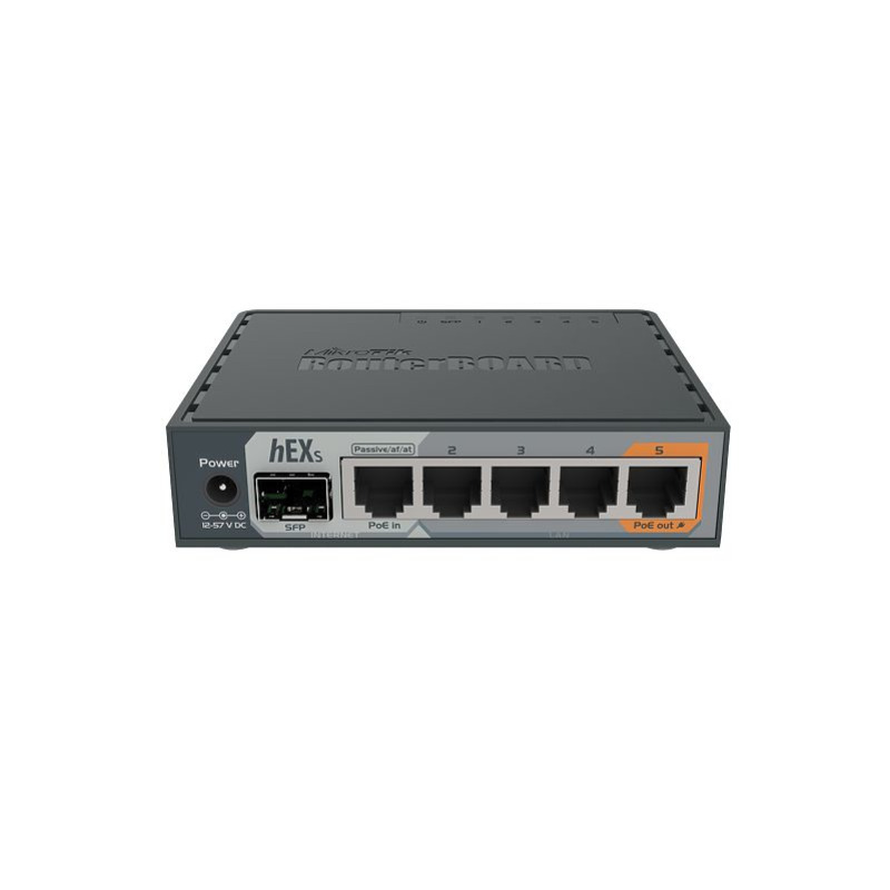hEX S Router Dual Core 5 puertos Gigabit 1 Puerto SFP PoE in PoE Out