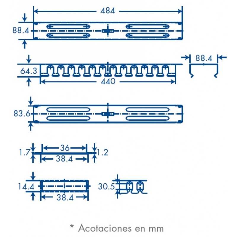 Organizador de cables horizontal de 19 2UR THE0040032001001 image 4