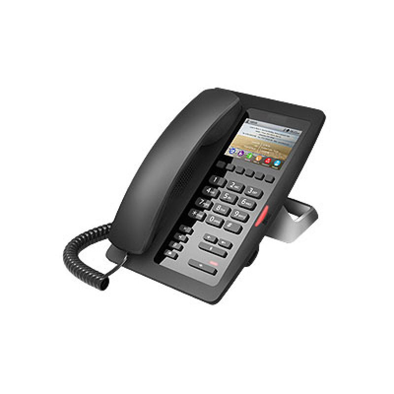 H5 Color Negro Teléfono IP Hotelero de gama alta pantalla LCD de 35 pulgadas a color 6 teclas programables para servicio rápido Hotline PoE