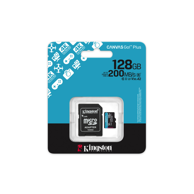 MEMORIA FLASH MICRO SD KINGSTON SDXC CANVAS GO PLUS 128GB 200MB/S UHS-I U3 V30 C/ADAPTADOR (SDCG4/128GB) image 6