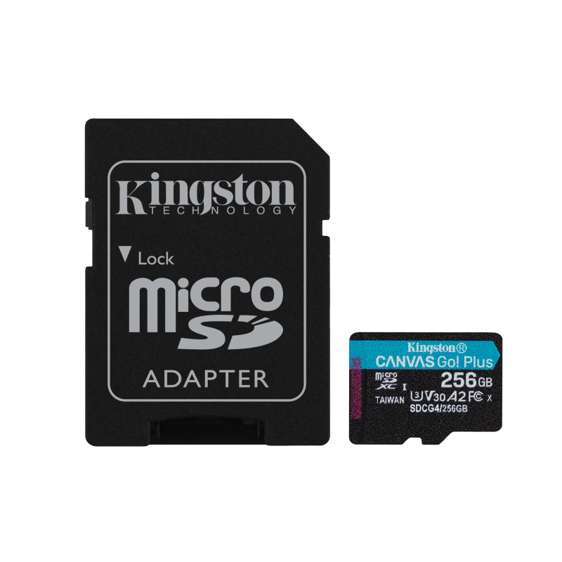 MEMORIA FLASH MICRO SD KINGSTON SDXC CANVAS GO PLUS 256GB 200MB/S UHS-I U3 V30 C/ADAPTADOR (SDCG4/256GB)