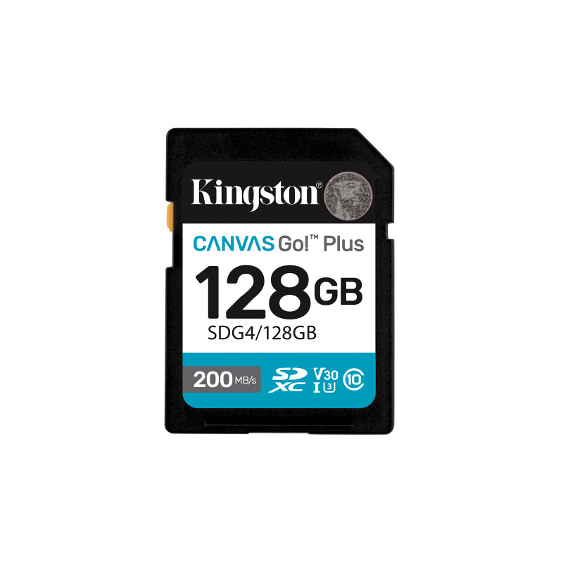 MEMORIA FLASH SD KINGSTON SDXC CANVAS GO PLUS 128GB 200MB/S C10 UHS-I U3 V30 (SDG4/128GB)