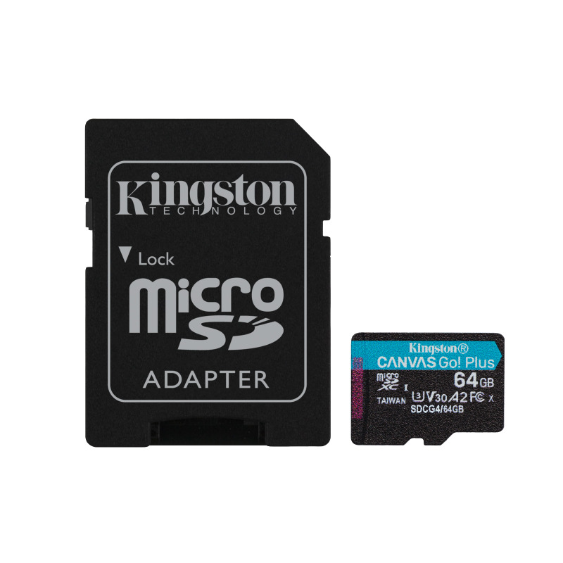 MEMORIA FLASH MICRO SD KINGSTON SDXC CANVAS GO PLUS 64GB 200MB/S UHS-I U3 V30 C/ADAPTADOR (SDCG4/64GB)