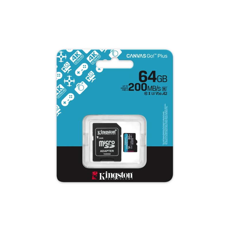 MEMORIA FLASH MICRO SD KINGSTON SDXC CANVAS GO PLUS 64GB 200MB/S UHS-I U3 V30 C/ADAPTADOR (SDCG4/64GB) image 6