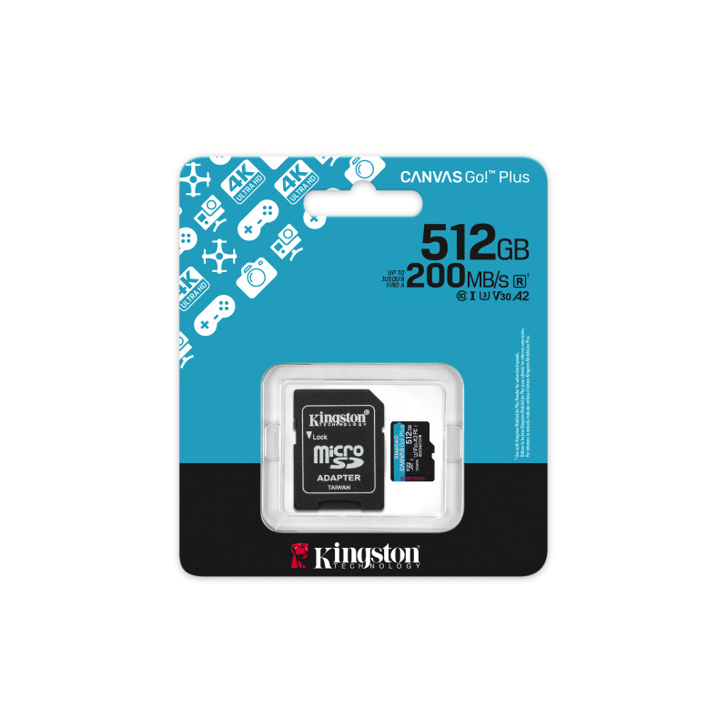 MEMORIA FLASH MICRO SD KINGSTON SDXC CANVAS GO PLUS 512GB 200MB/S UHS-I U3 V30 C/ADAPTADOR (SDCG4/512GB) image 6