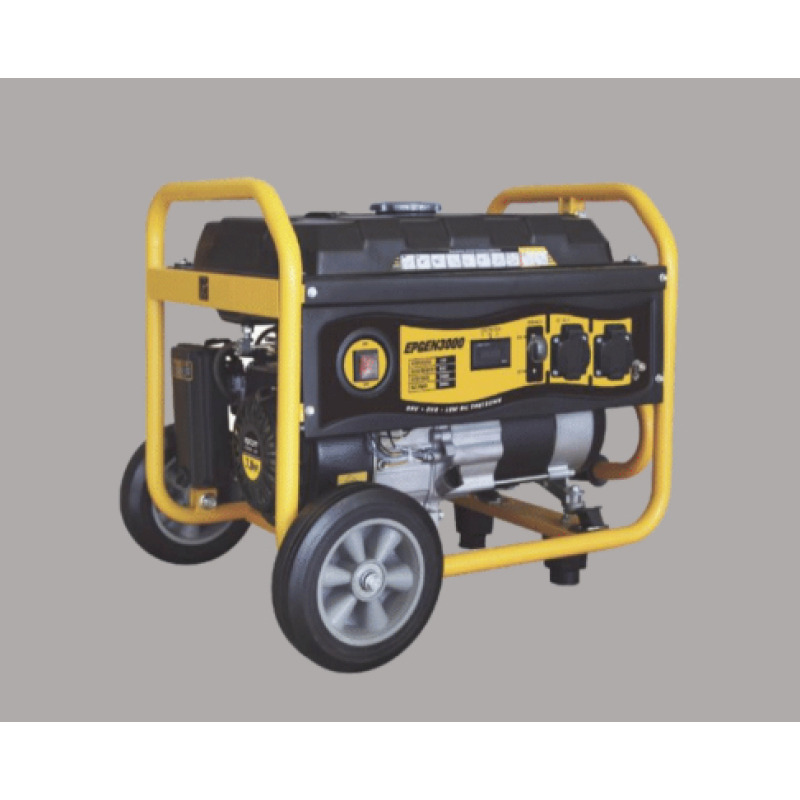 Generador a Gasolina / Planta de Emergencia 3kW 110Vca Encendido de Jalón Jaula con Ruedas para Fácil Traslado