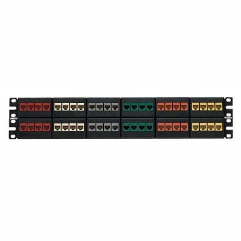 Panel de Parcheo Modular Keystone Sin Conectores de 48 Puertos Identificación con Etiqueta Adhesiva 2UR