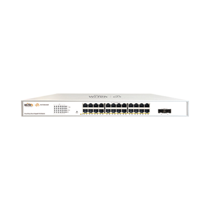 Switch Administrable PoE / 24 puertos PoE af/at Gigabit / 2 x SFP Gigabit / Administración Cloud Gratuita / Presupuesto 370 W