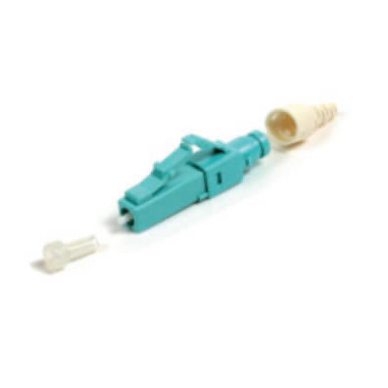 Conector de Fibra Óptica prepulido LightBow LC Simplex multimodo 50/125 OM3/OM4 reterminable color Aqua