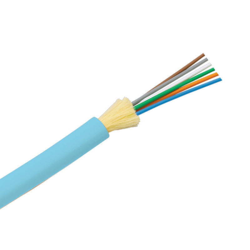 Cable de Fibra Óptica de 6 hilos Multimodo OM3 50/125 Optimizada Interior Tight Buffer 900um No Conductiva Dieléctrica OFNR Riser Precio Por Metro