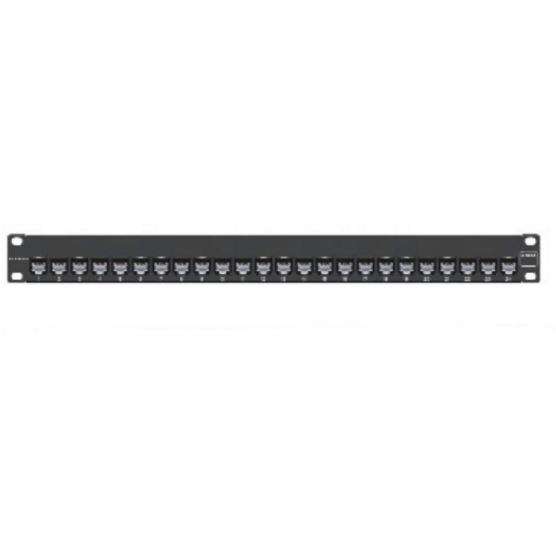 Patch Panel ZMAX de 24 puertos Blindado Precargado con Jacks Categoria 6A Plano 1UR