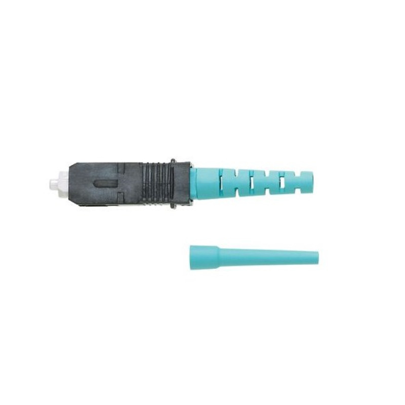 Conector de Fibra Óptica SC Simplex OptiCam Multimodo 50/125 OM3/OM4 Prepulido Color Aqua