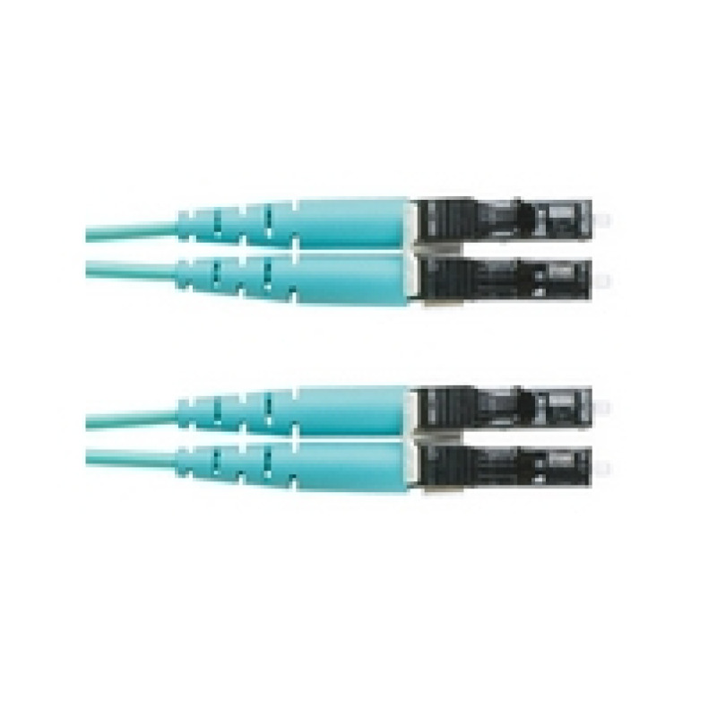 Jumper de Fibra Optica Multimodo 50/125 OM4 LCLC Duplex OFNR Riser Color Aqua 1 Metro