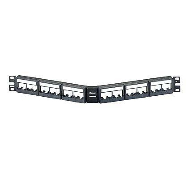 Panel de Parcheo Modular MiniCom Sin Conectores Angulado Sin Blindaje Con Etiqueta y Cubierta de 24 puertos 1UR