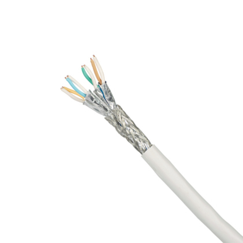 Bobina de Cable Blindado S/FTP de 4 pares Cat7 Inmune a Ruido e Interferencias LSZH Bajo humo Cero Halógenos Color Blanco Bobina de 500 m
